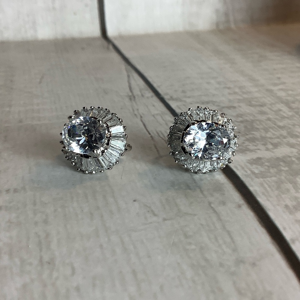 Nolan Miller Silver Crystal Earrings